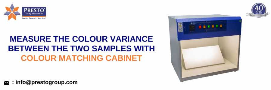 Measure the colour variance between the two samples with colour matching cabinet